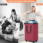 Laundry Basket with Wheels, Collapsible Laundry Baskets, Laundry Hamper with - Image 5
