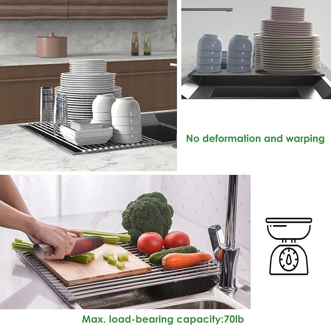 Tomorotec Roll Up Dish Drying Rack, Over The Sink Dish Drying Rack, Portable - Image 4