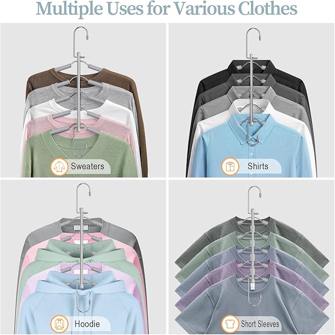 Clothes Hangers Space Saving Shirt Organizer, Non Slip Multi Shirt Hangers - Image 5
