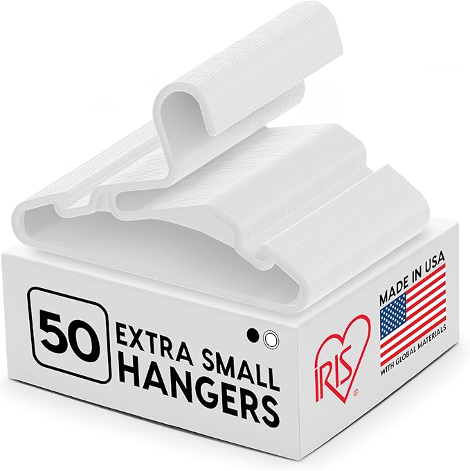 IRIS USA Extra Small Hangers 50 Pack, 11.87" W x 6.75" H, Clothes Hangers by IRISUSA