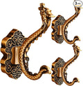 3 Pack Coat Hooks Metal Vintage Dragon Shape Hooks, Heavy Duty Large Double Hook by Stylitzy