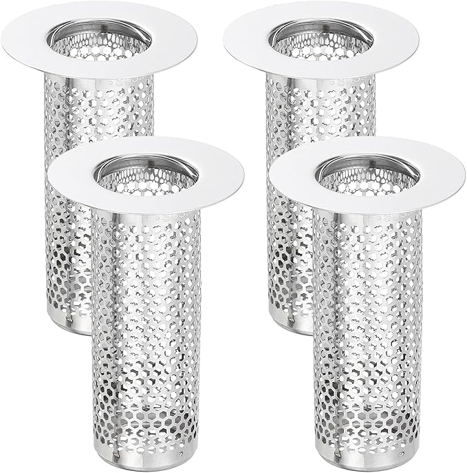 uxcell 4 Pack Shower Drain Strainer, 3.2" x 2" 304 Stainless Steel Floor Drain by uxcell
