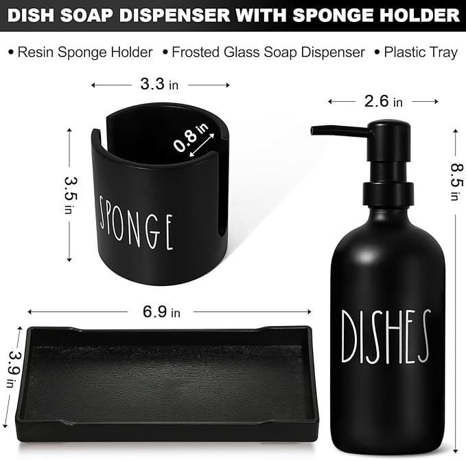 Dish Soap Dispenser for Kitchen, Glass Dish Soap Dispenser - Image 2