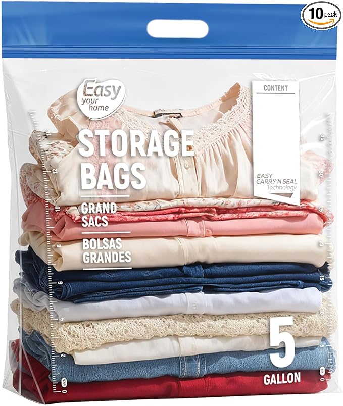 10PCS 5 Gallon Zipper Lock Plastic Bags by EASYYOURHOMEEASYYOURLIFE