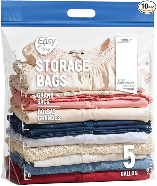 10PCS 5 Gallon Zipper Lock Plastic Bags by EASYYOURHOMEEASYYOURLIFE