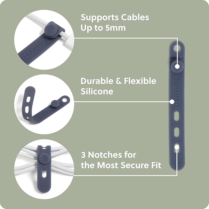 U Brands Silicone Cord Organizer Cable Clips, Cable Management, Office Desk - Image 4