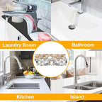 2 Pack Hexagon Marble Sink Splash Guard Faucet Mat Gold Glitter Lines Marble - Image 7