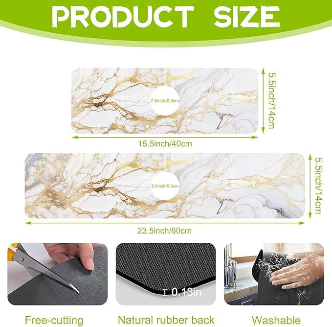 Kitchen Sink Splash Guard Faucet Mat Super Absorbent Fast Drying Mat Guard - Image 2