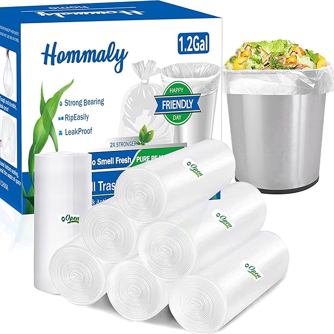 1.2 Gallon 350pcs Small Trash Bags by HOMMALY