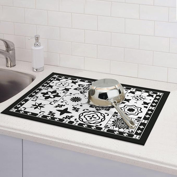 Retro Black Pattern Dish Drying Mat 18x24 - Image 7