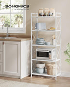 SONGMICS 5-Tier Metal Storage Rack, Shelving Unit with X Side Frames, Dense Mesh, 12.6 x 23.6 x 57.3 Inches, for Entryway, Kitchen, Living Room, Bathroom, Industrial Style, Cloud White UBSC165W01 - Image 2