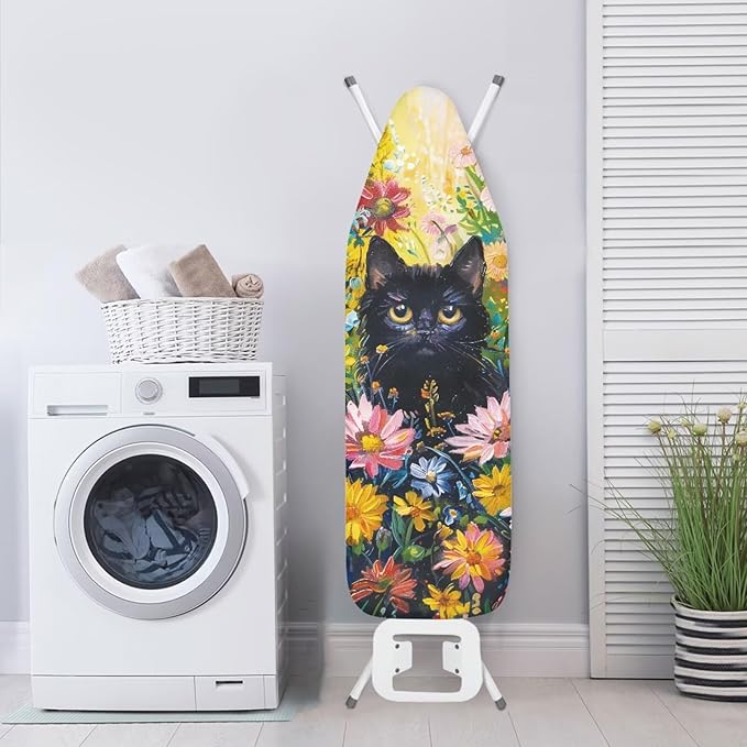 Cat Colorful Flowers Ironing Board Cover - Image 3