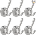 Brushed Nickel Wall Hooks, 6 Pack Coat Robe Hook Heavy Duty Metal Double Bath by TOFIIGREM