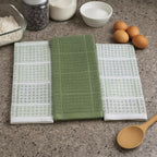 Sage Green Kitchen Dish Towels – Set of 3 100% Cotton Cloth Soft Cleaning - Image 4