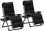 Outsunny Zero Gravity Chairs Set of 2, Reclining Folding Zero Gravity Lounge Chair, Outdoor Lounge Chairs with Removable Cushion, Headrest, and Cup Phone Holder Tray for Patio, Beach, Black by Outsunny