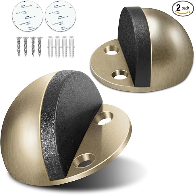 2 Pack Door Stop, Adhesive Door Stoppers Floor Mounted Door Stops No Drill by Gudui