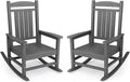 KINGYES Oversized Outdoor Rocking Chair Set of 2, HDPE Patio Rocking Chairs for Adults,Gray by KINGYES
