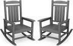 KINGYES Oversized Outdoor Rocking Chair Set of 2, HDPE Patio Rocking Chairs for Adults,Gray by KINGYES