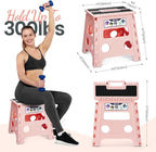 Delxo Folding Step Stool 13 Inch,Non-Slip Foldable Stools for Kids & Adults Up to 300 LBS,Kitchen Collapsible Fold Up Stepping Stool with Dotted 1 Pack,Pink - Image 4