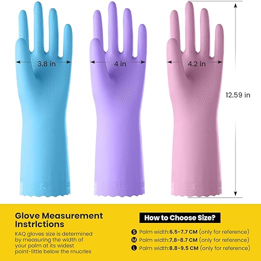 KAQ Rubber Gloves for Dishwashing Cleaning: 4 Pairs Reusable Household Kitchen - Image 7