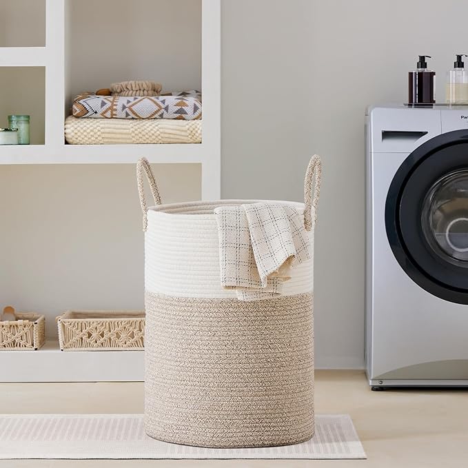 VIPOSCO Large Laundry Hamper, Tall Woven Rope Storage Basket - Image 5