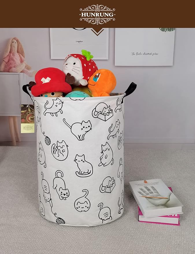 HUNRUNG Laundry Hamper, Large Canvas Fabric Lightweight Storage Basket Toy - Image 7
