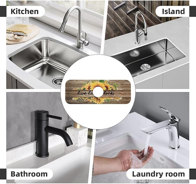 Sunflower On Board Rustic Yellow Summer Fall Live Laugh Love Kitchen Sink - Image 7