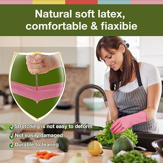 Rubber Cleaning Gloves 5 Pairs Kitchen Dishwashing Gloves Reusable - Image 2