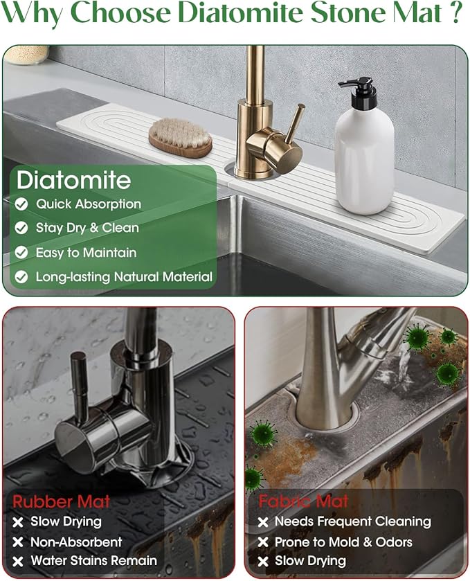 Stone Drying Mat for Kitchen Faucet: Diatomite Stone Drying Tray - Image 5