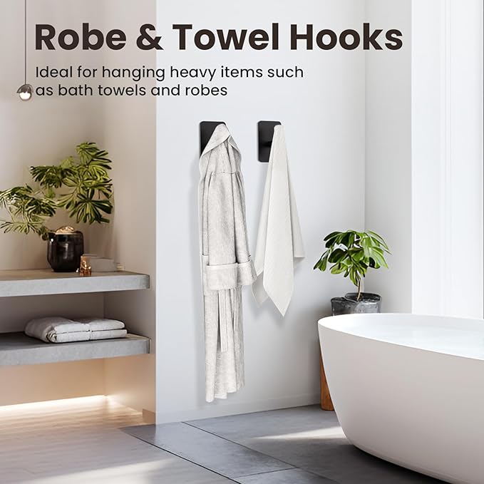 Black Hooks for Hanging Heavy Duty, Wall Hooks for Shower, Waterproof & - Image 3