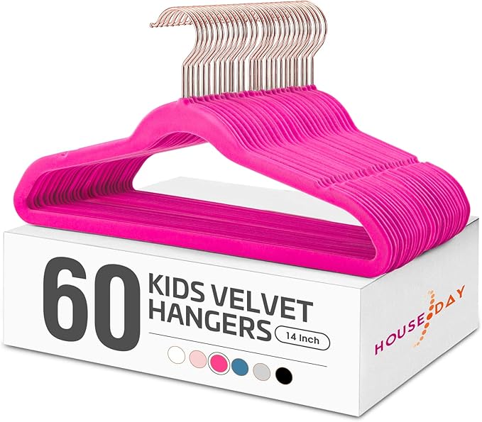 HOUSE DAY Velvet Kids Hangers 60 Pack, Premium Childrens Hangers by HOUSEDAY