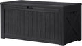 Devoko 120 Gallon Deck Box Resin Outdoor Storage Box Waterproof for Patio, Large Outdoor Storage Bench Lockable for Outside (Black) by DEVOKO