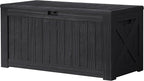 Devoko 120 Gallon Deck Box Resin Outdoor Storage Box Waterproof for Patio, Large Outdoor Storage Bench Lockable for Outside (Black) by DEVOKO