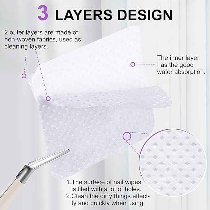 400pcs Lint Free Nail Wipes, 1 Pull-Off Pump-Style Bottle Suitable - Image 7