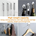 Silver Adhesive Hooks for Wall No Damage Heavy-Duty 15lb 8 Packs, Sticky - Image 2