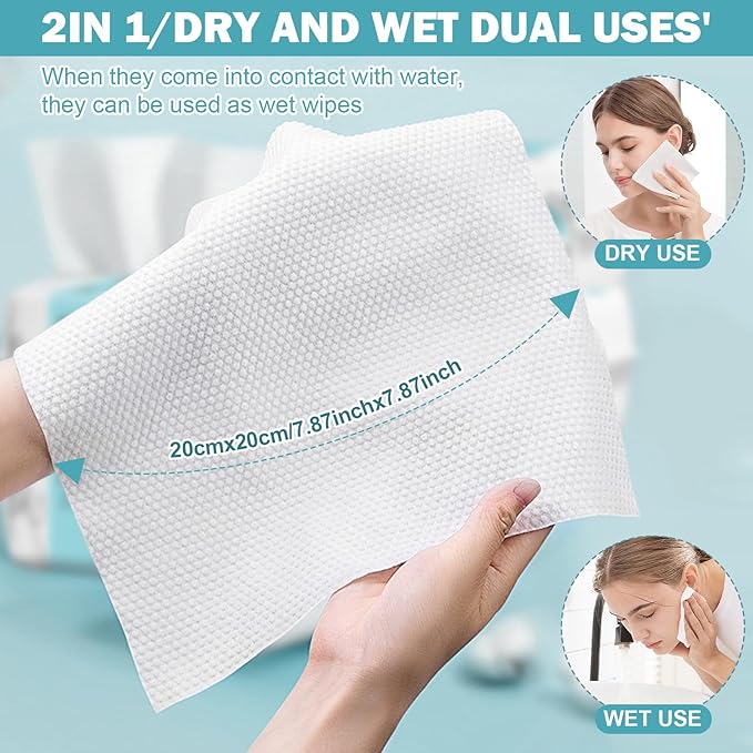 Face Towels, Disposable Face Towel 100 Count, Makeup Remover Dry Wipes - Image 6