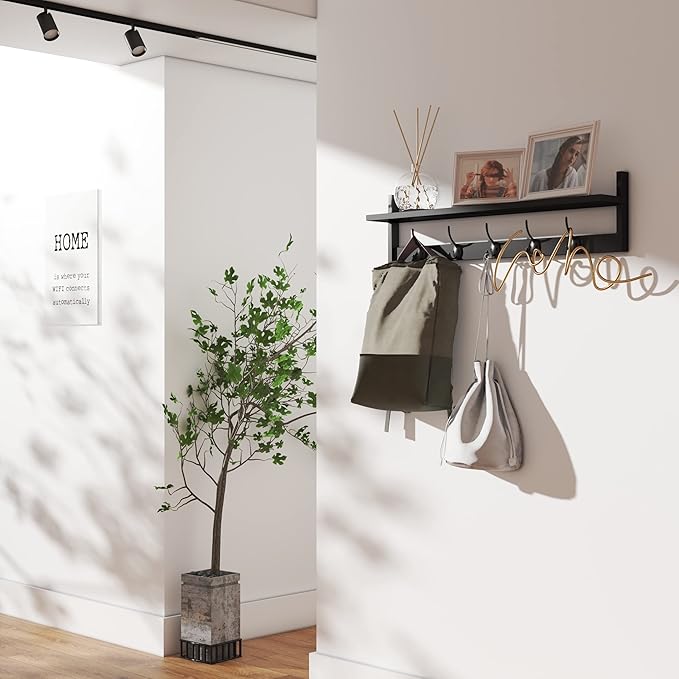 BAMEOS Wall-Mounted Shelf with Hooks - Image 4