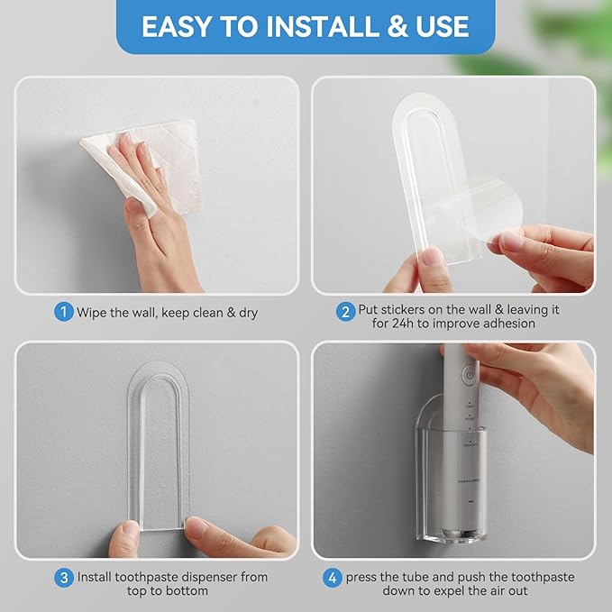 MOPMS Electric Toothbrush Holders, Wall Mounted Tooth Brushing Holder - Image 6