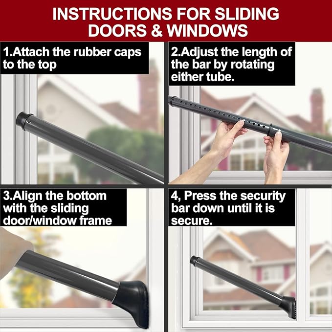 AceMining Upgraded Door Security Bar & Sliding Patio Bar, Heavy Duty Stoppers - Image 9