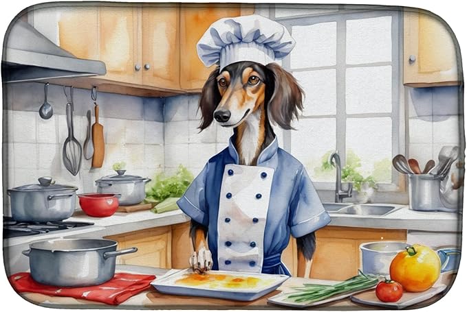 Caroline's Treasures DAC6318DDM Saluki The Chef Dish Drying Mat Absorbent Dish by CarolinesTreasures