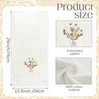 2 Pcs Boho Flowers Hand Towels Beige Bathroom Wildflowers Decor 14x29 Inch - Image 3