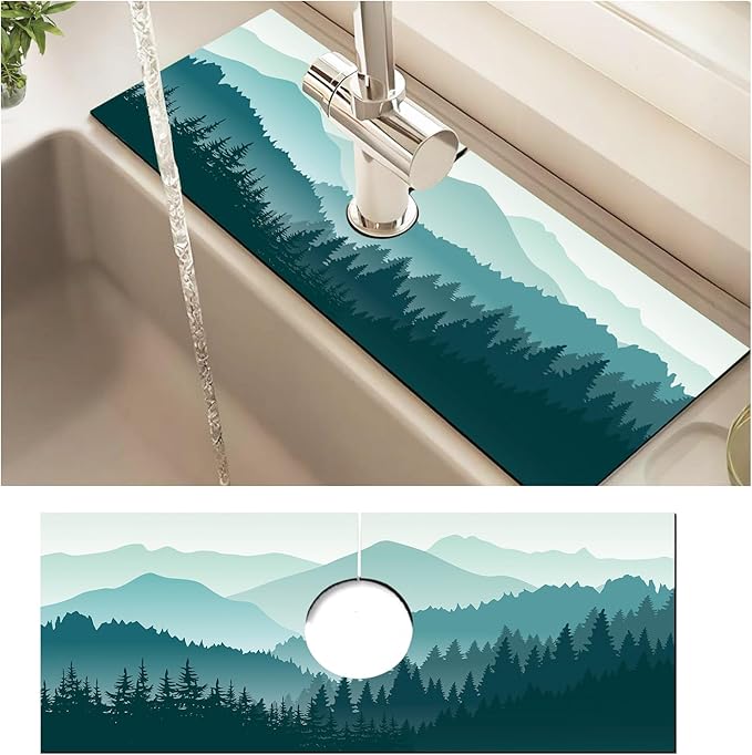 Absorbent Splash Guard Mat for Kitchen Sink, 15×5.5 Inch Cute Fast Drying Drip by Unknown