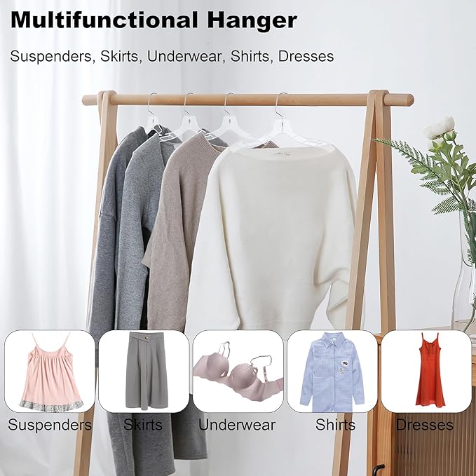 VWV 24pcs Clear Plastic Non-Slip Heavy Duty Hangers - Image 6