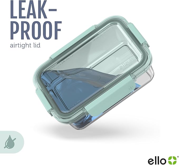 Ello Color Lock 3.4 Cup 10PC, 5 Pack Glass Meal Prep Sets Leak-Proof Glass Food - Image 6