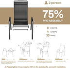 TLSUNNY Patio Chairs, Stackable Textilene Outdoor Dining Furniture for All Weather, with 17.7″ Wide Seat & Metal Frame, for Garden, Backyard, Deck, Restaurant, Poolside (6, Black, 26.4″) - Image 6