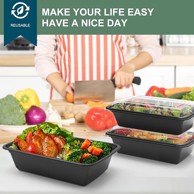 Meal Prep Containers Reusable 50 Pack - 28 oz Food Containers - Image 7
