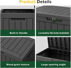 EasyUp 45 Gallon Outdoor Storage Box Waterproof, UV Resistant Deck Box Outdoor, Lockable Resin Deck Boxes for Garden Tools Equipment and Cushions, Black - Image 4