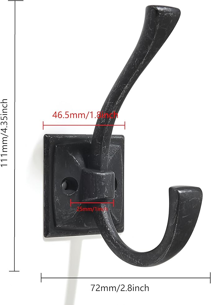 khtumeware Vintage Wall Hooks, 5 Pack Rustic Coat Hooks Hardware Towel Hooks - Image 2