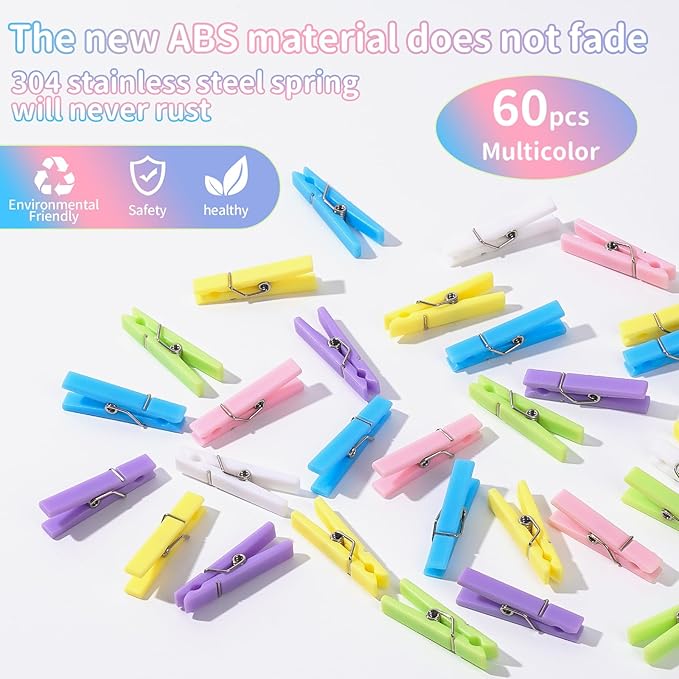 60PCS Party Favors, 60 Baby Shower Clothespin Games, 1.4 Inch Mini Clothes Pins - Image 2