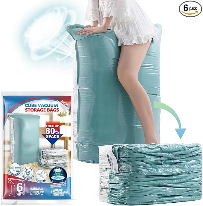 TAILI 6 Pack Vacuum Storage Bags, Jumbo Cube, Large Vacuum Seal Bags by TAILI